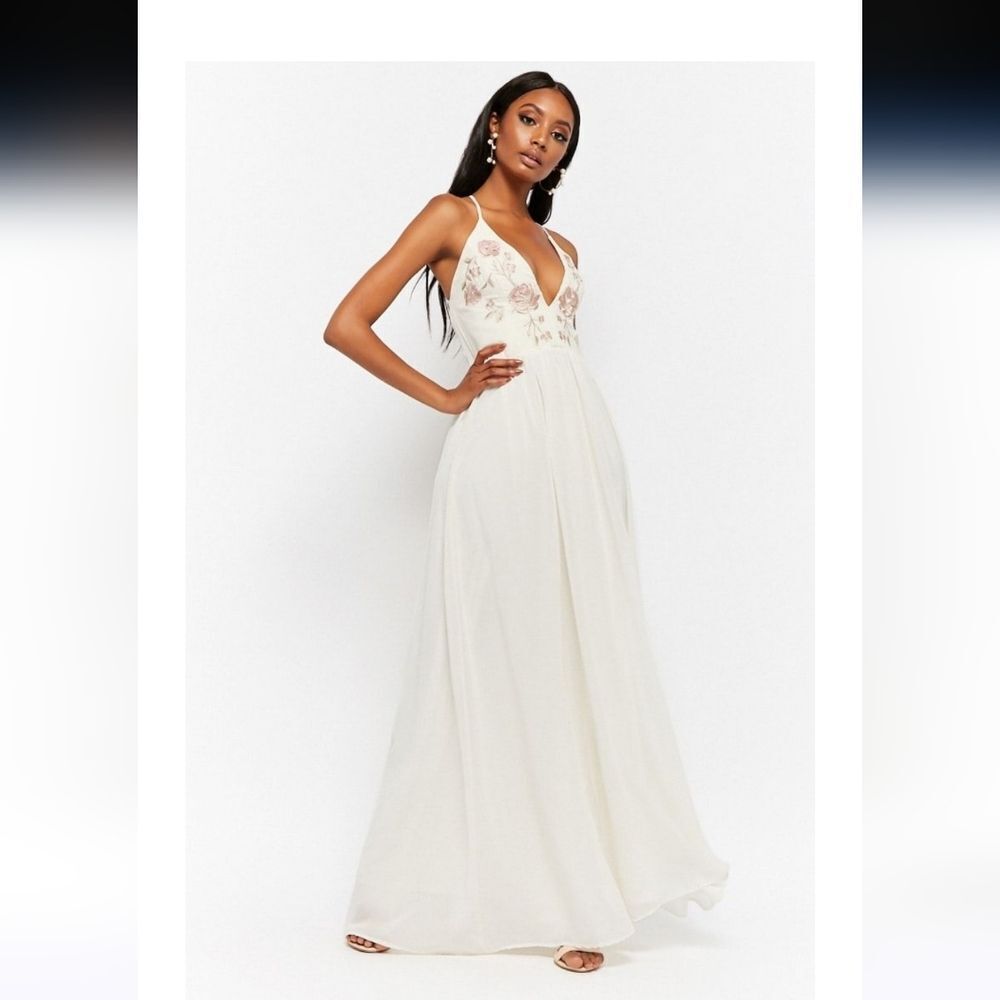 Boho Ethereal Romantic Embroidered Maxi Bridal‎ Gown Size Medium New